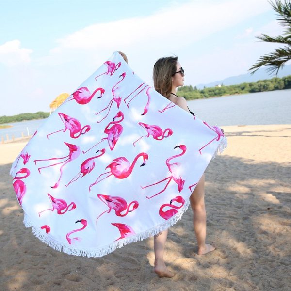 Flamingo Printed Round Beach Towel